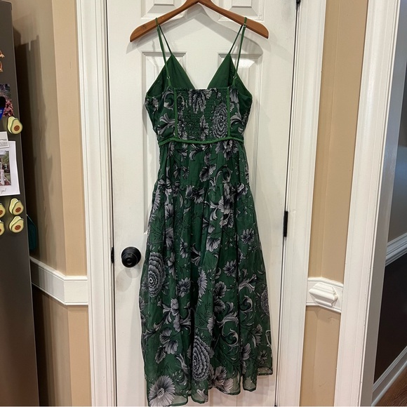 NWOT Anthropologie Penny Dress Size Medium Green Floral Dress Midi - Picture 8 of 10